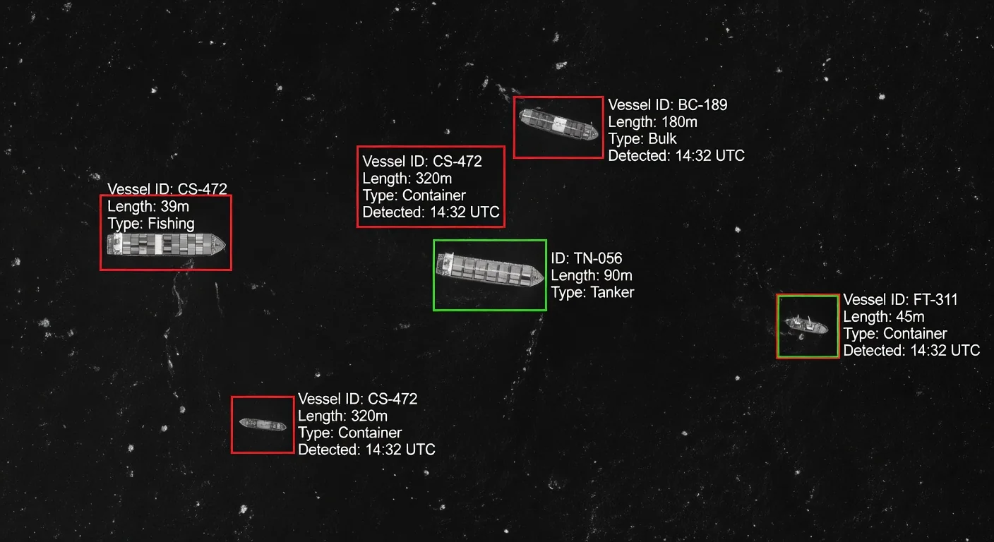 Satellite vessel detection over open water